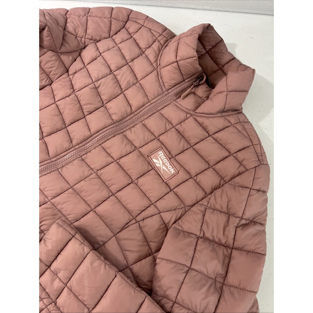 Reebok Puffer Jacket Womens M Pink‎ Quilted Winter Coat Outdoor Athleisure